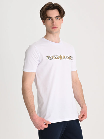 Fenerbahçe Beyaz Tribün Altın Fb Erkek Tshirt