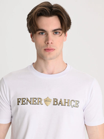 Fenerbahçe Beyaz Tribün Altın Fb Erkek Tshirt