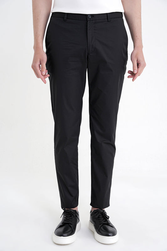 Comfort Fit Rahat Kalıp Yan Cep Beli Lastikli %97 Pamuk Siyah Pantolon P 1214