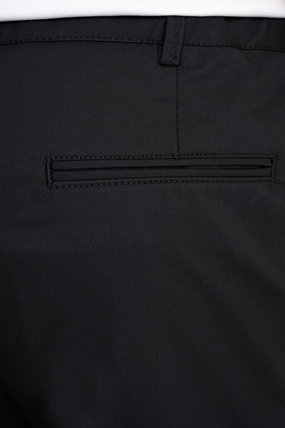 Comfort Fit Rahat Kalıp Yan Cep Beli Lastikli %97 Pamuk Siyah Pantolon P 1214