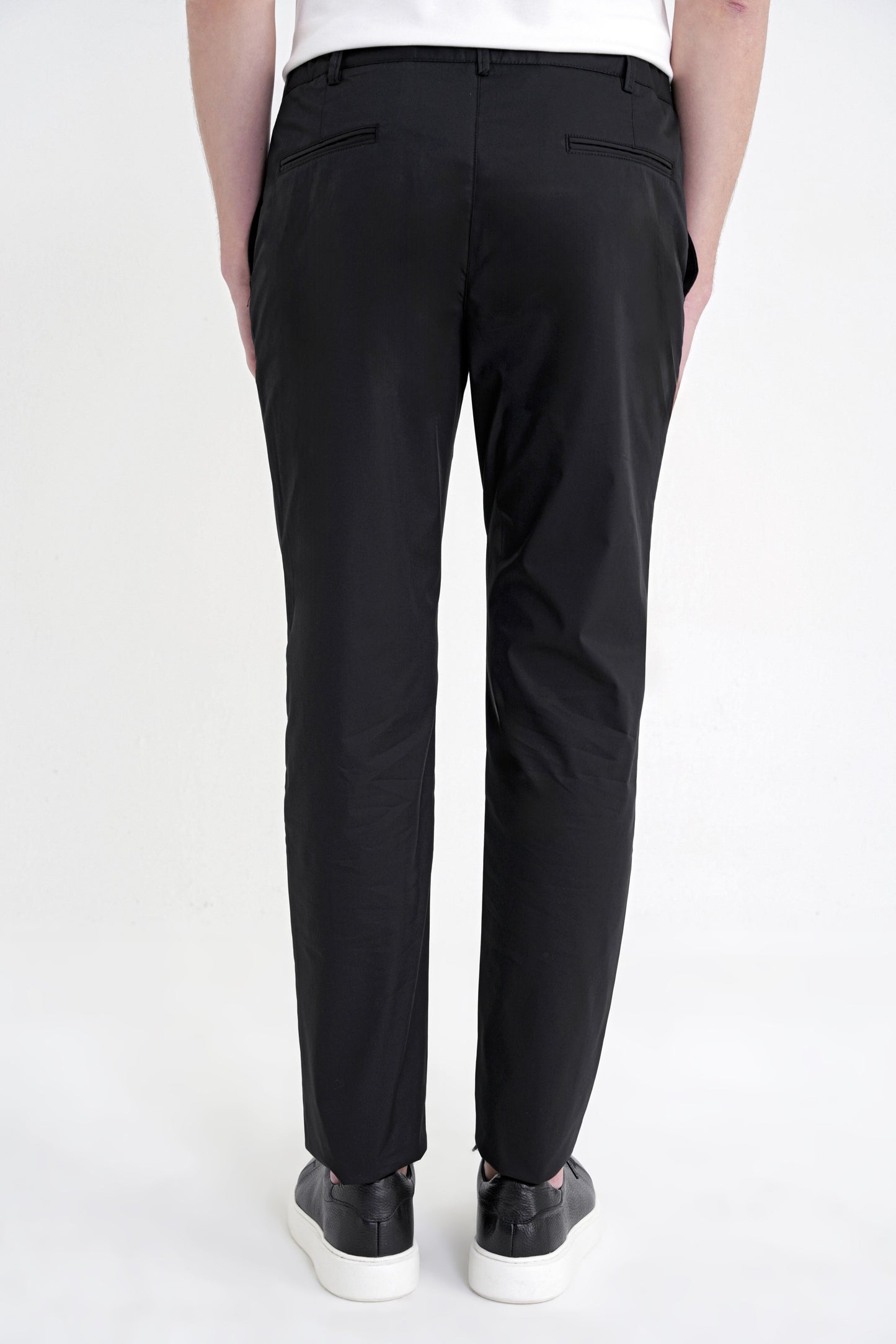 Comfort Fit Rahat Kalıp Yan Cep Beli Lastikli %97 Pamuk Siyah Pantolon P 1214