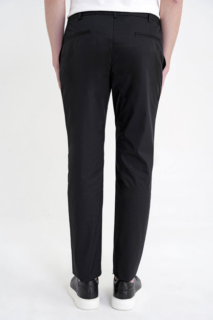 Comfort Fit Rahat Kalıp Yan Cep Beli Lastikli %97 Pamuk Siyah Pantolon P 1214
