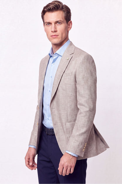 Comfort Fit Torba Cep Esnek Pamuklu Camel Blazer Ceket C 740