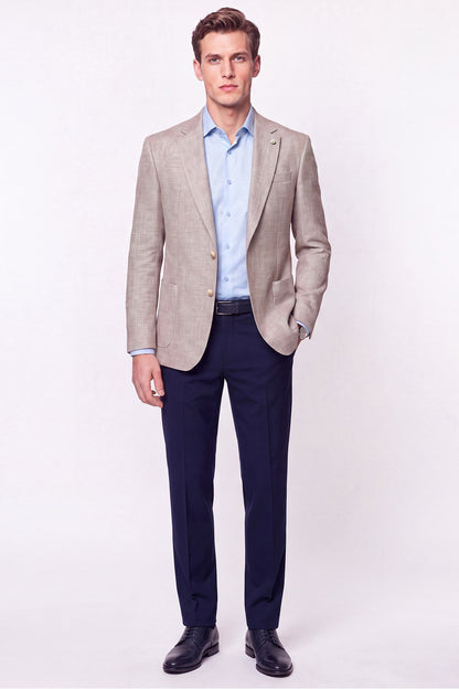 Comfort Fit Torba Cep Esnek Pamuklu Camel Blazer Ceket C 740