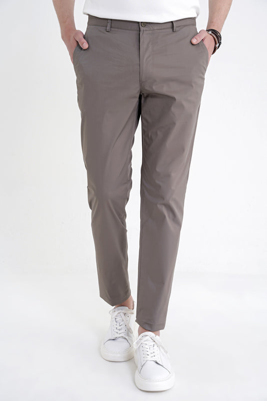 Comfort Fit Rahat Kalıp Yan Cep Beli Lastikli %97 Pamuk Haki Pantolon P 1214