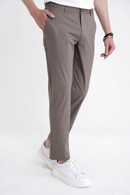 Comfort Fit Rahat Kalıp Yan Cep Beli Lastikli %97 Pamuk Haki Pantolon P 1214