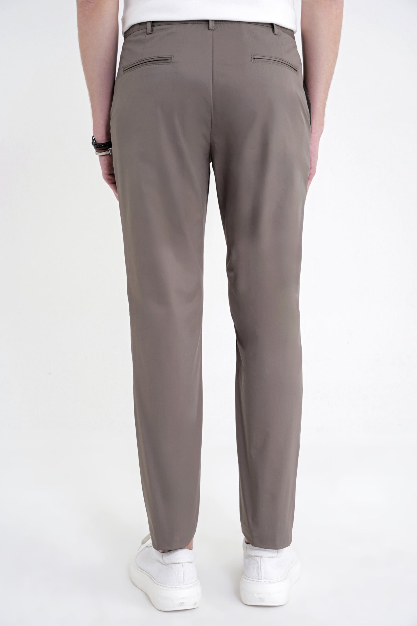 Comfort Fit Rahat Kalıp Yan Cep Beli Lastikli %97 Pamuk Haki Pantolon P 1214