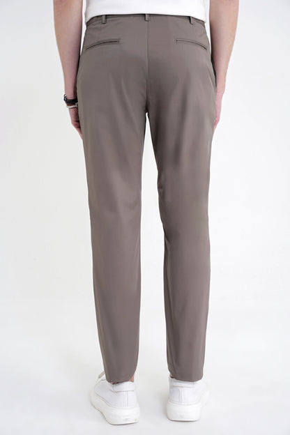 Comfort Fit Rahat Kalıp Yan Cep Beli Lastikli %97 Pamuk Haki Pantolon P 1214