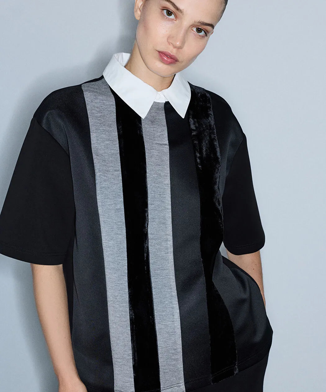 Siyah Kumaş Mix Colorblock Sweatshirt Iw6260091124001 | Ipekyol