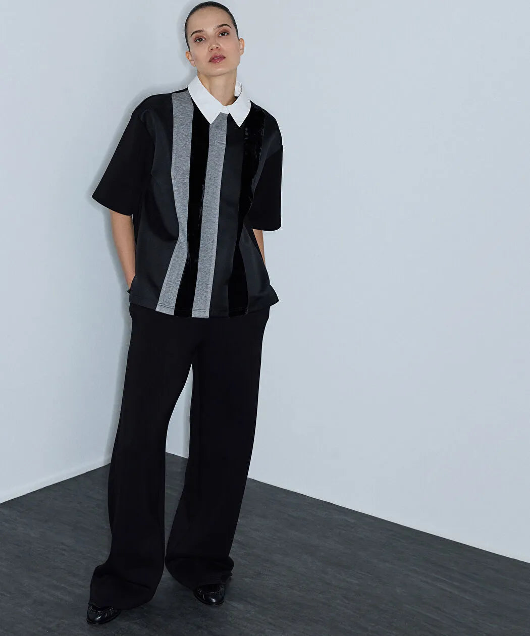 Siyah Kumaş Mix Colorblock Sweatshirt Iw6260091124001 | Ipekyol