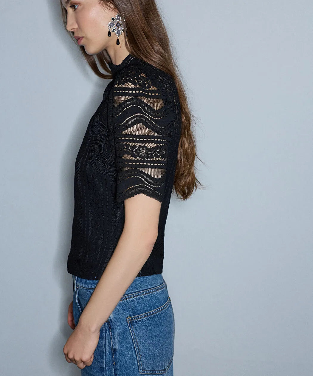 Siyah Dantel Bluz Iw6260006131001 | Ipekyol