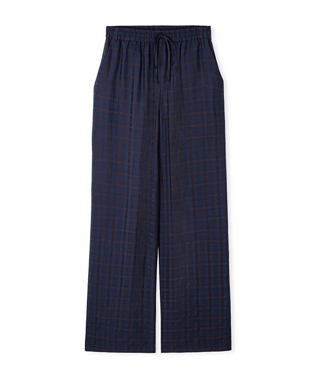 Lacivert Ekose Desen Wide Leg Pantolon Iw6260003156015 | Ipekyol