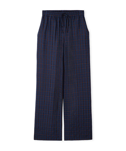 Lacivert Ekose Desen Wide Leg Pantolon Iw6260003156015 | Ipekyol