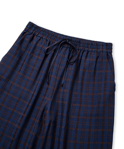 Lacivert Ekose Desen Wide Leg Pantolon Iw6260003156015 | Ipekyol