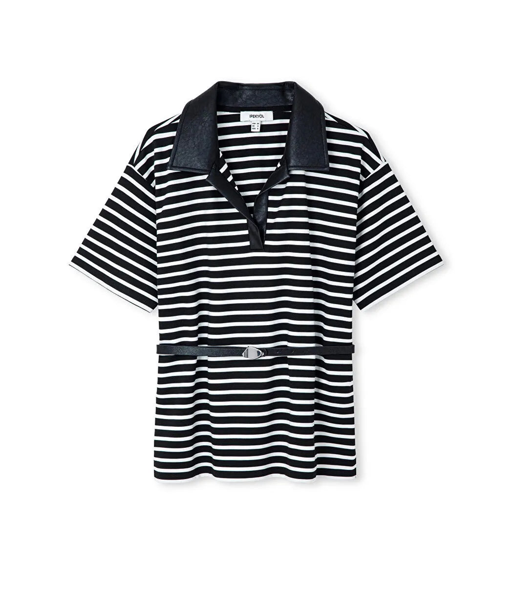 Siyah Kemerli Kumaş Mix Bluz Iw6260006128001 | Ipekyol