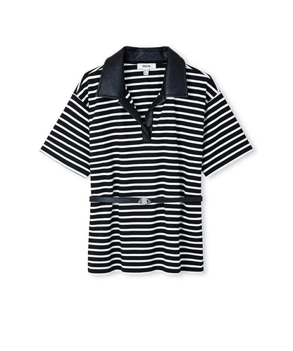 Siyah Kemerli Kumaş Mix Bluz Iw6260006128001 | Ipekyol