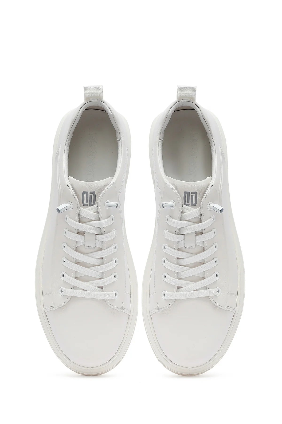 Erkek Beyaz Bağcıklı Deri Sneaker