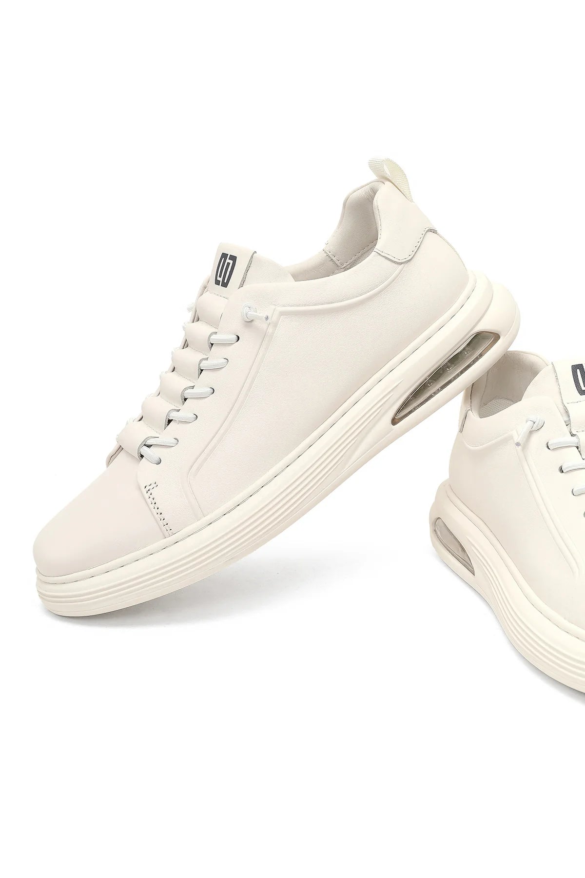 Erkek Beyaz Bağcıklı Deri Sneaker