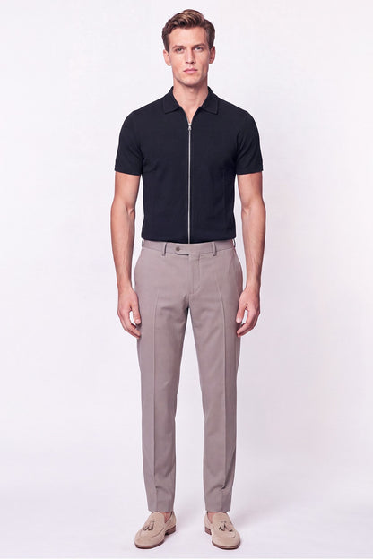 Comfort Fit Rahat Kalıp Polo Yaka Fermuarlı Siyah Tişört Ts 930