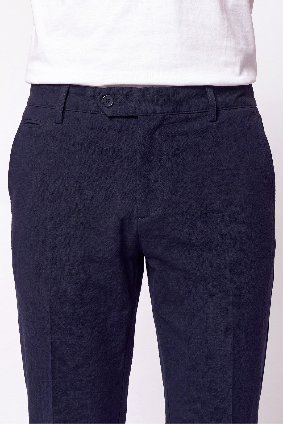 Comfort Fit Yan Cep Esnek Pamuklu Lacivert Jogger Pantolon P 1190