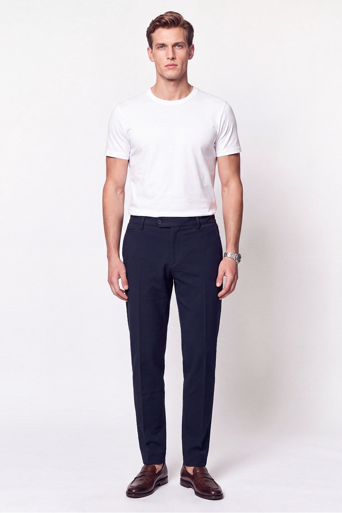 Comfort Fit Yan Cep Esnek Pamuklu Lacivert Jogger Pantolon P 1190