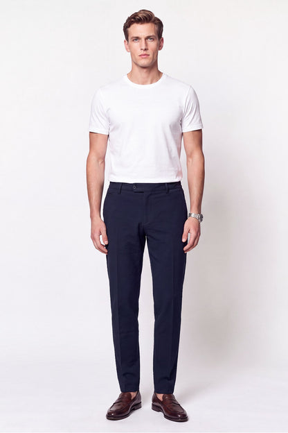Comfort Fit Yan Cep Esnek Pamuklu Lacivert Jogger Pantolon P 1190