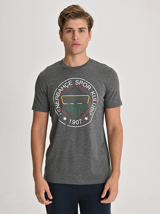Fenerbahçe Gri Tribün Çizgi Logolu Erkek Tshirt