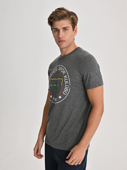Fenerbahçe Gri Tribün Çizgi Logolu Erkek Tshirt