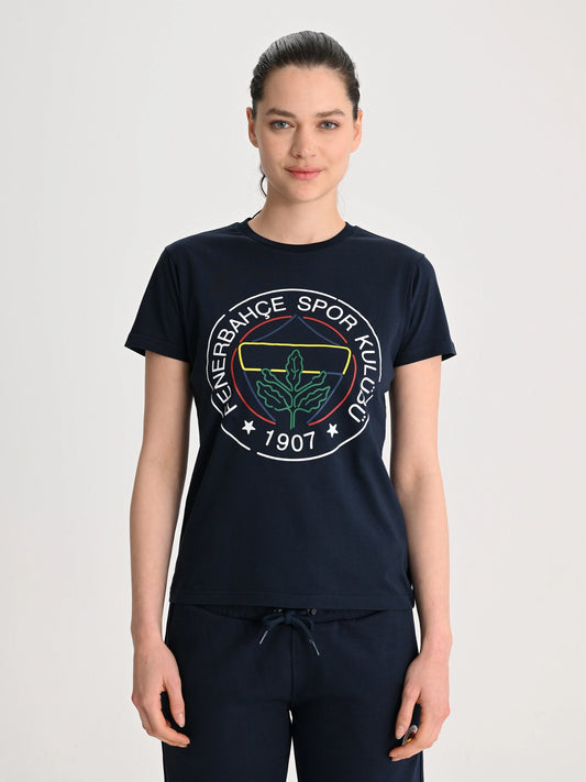 Fenerbahçe Lacivert Tribün Çizgi Logolu Kadın Tshirt