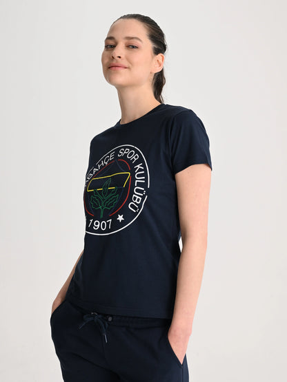 Fenerbahçe Lacivert Tribün Çizgi Logolu Kadın Tshirt