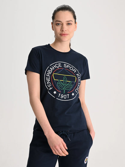 Fenerbahçe Lacivert Tribün Çizgi Logolu Kadın Tshirt