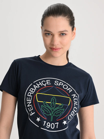 Fenerbahçe Lacivert Tribün Çizgi Logolu Kadın Tshirt