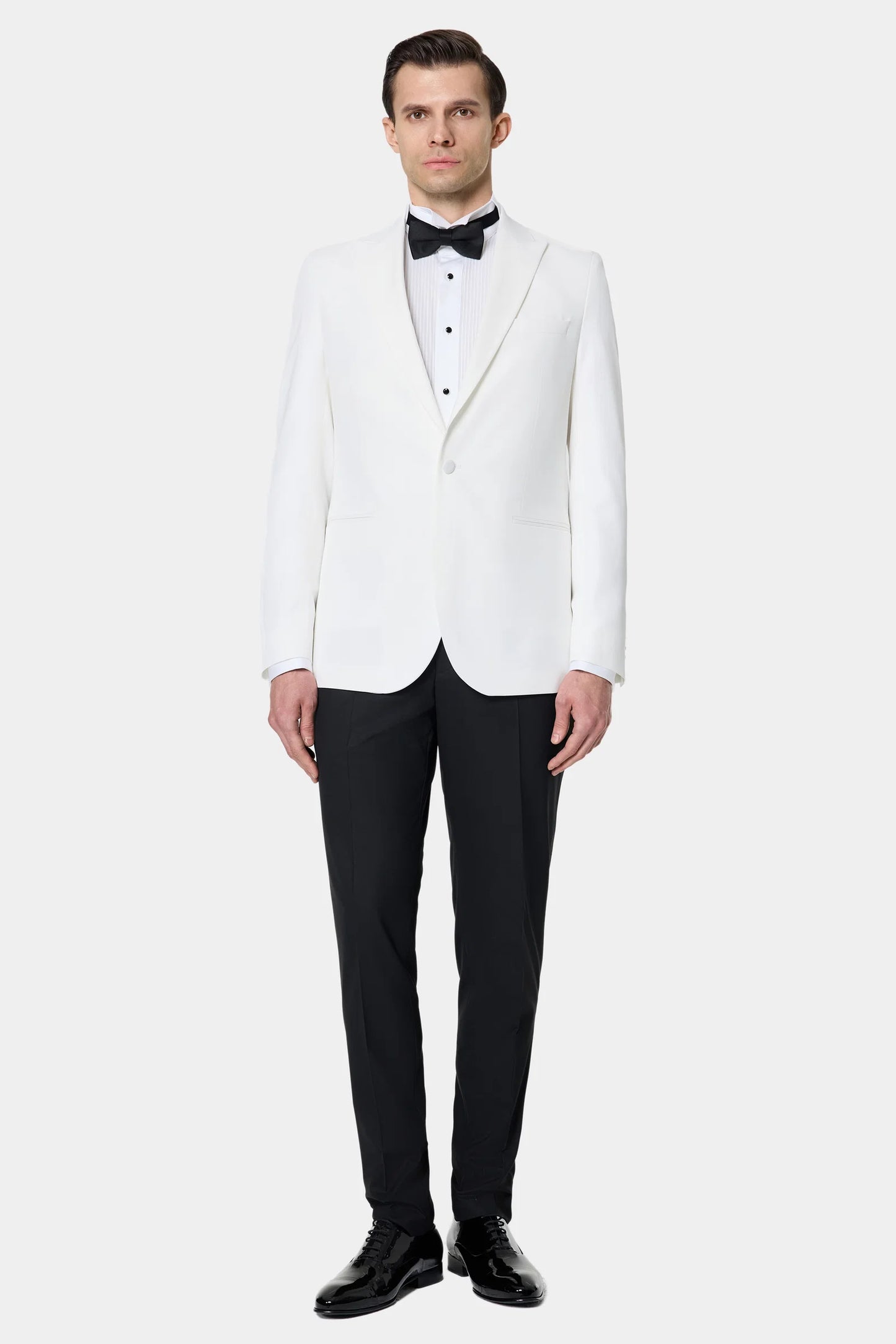 Tween Slim Fit Beyaz Düz Damatlık &amp; Smokin Takim