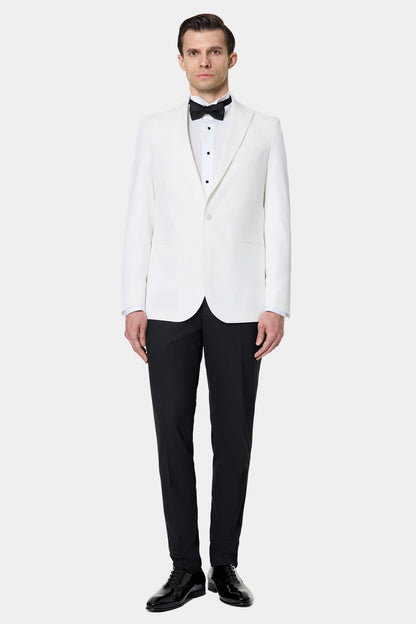 Tween Slim Fit Beyaz Düz Damatlık &amp; Smokin Takim