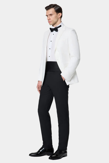 Tween Slim Fit Beyaz Düz Damatlık &amp; Smokin Takim