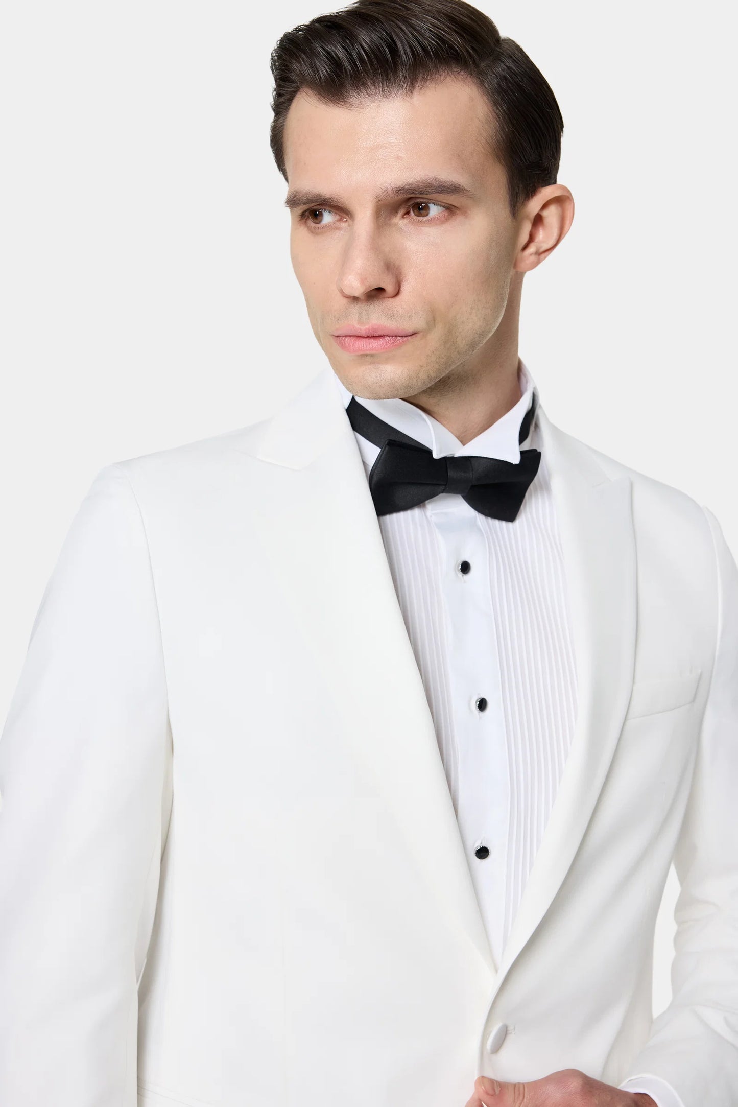 Tween Slim Fit Beyaz Düz Damatlık &amp; Smokin Takim