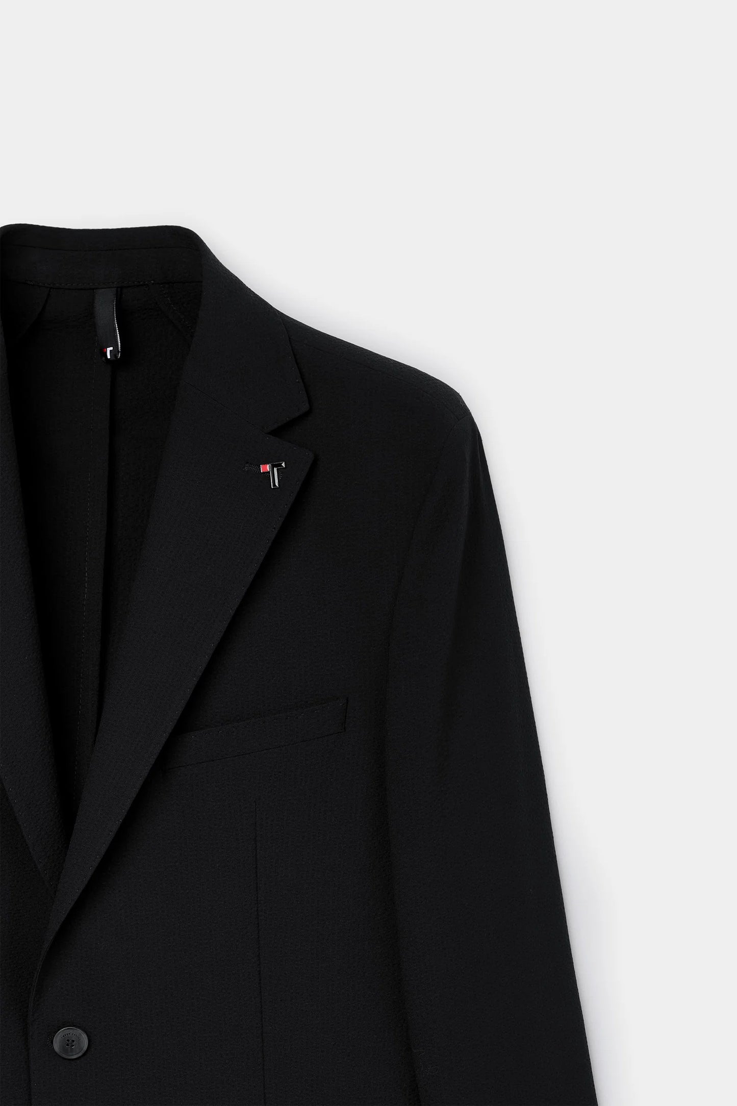 Tween Slim Fit Siyah Armürlü Kumaş Ceket