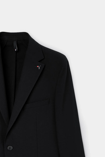 Tween Slim Fit Siyah Armürlü Kumaş Ceket