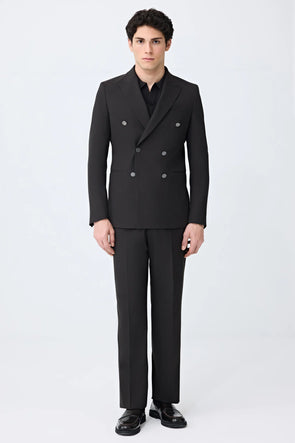 Tween Slim Fit Kahverengi Kruvaze Takim Elbise