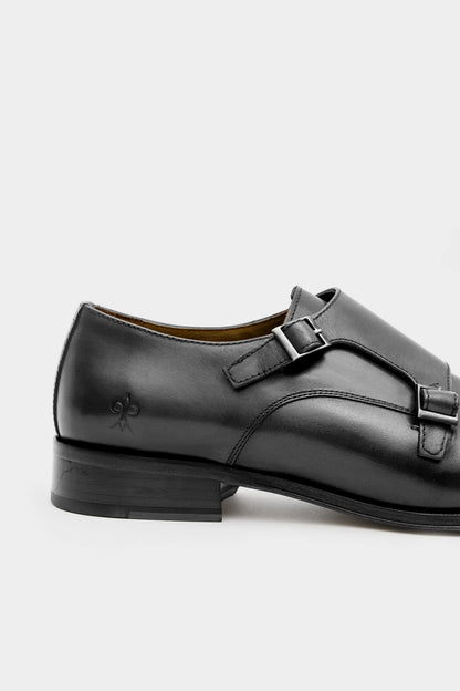 Damat Siyah Hakiki Deri Çift Tokalı Monk Strap Ayakkabı