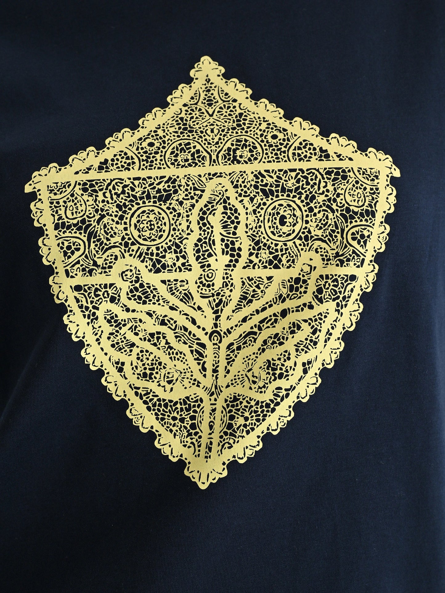 Fenerbahçe Lacivert Trend Dantel Armalı Kadın Oversize Tshirt