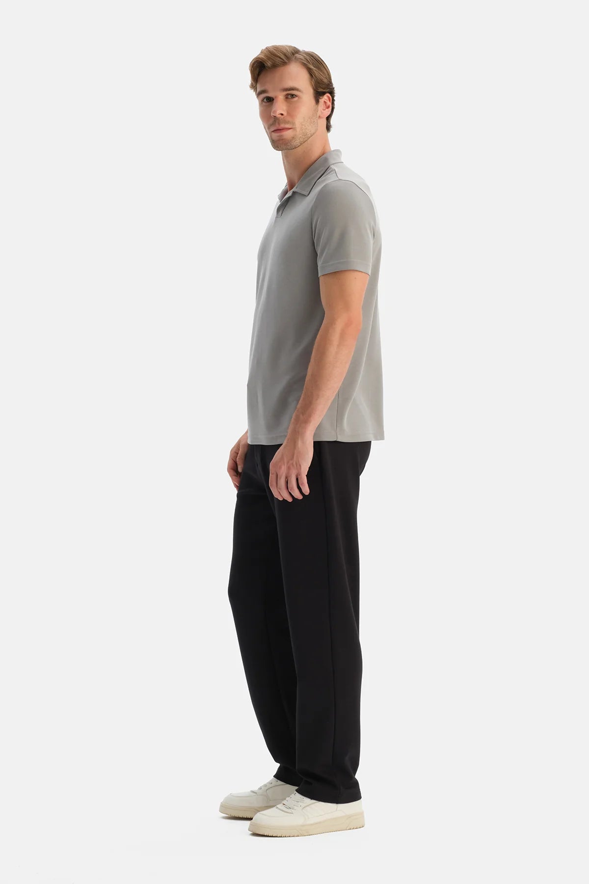Gri Polo Yaka Pike Tişört