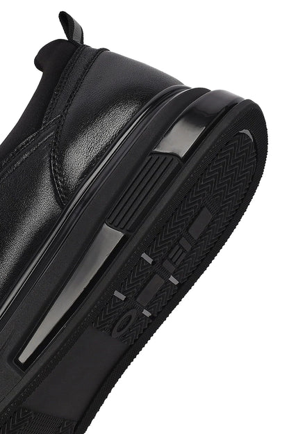 Erkek Siyah Bağcıklı Deri Sneaker