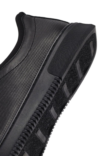 Erkek Siyah Bağcıklı Deri Sneaker