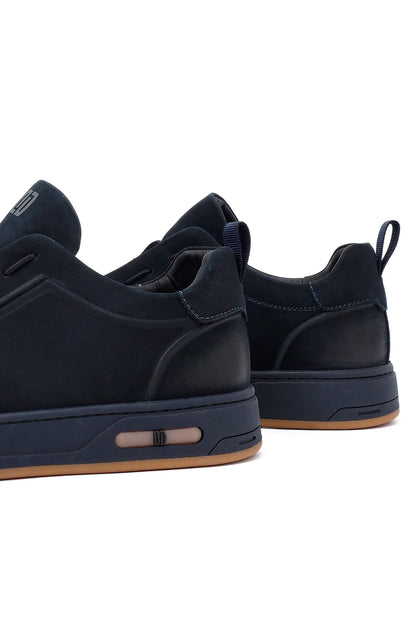 Erkek Lacivert Bağcıklı Nubuk Deri Sneaker