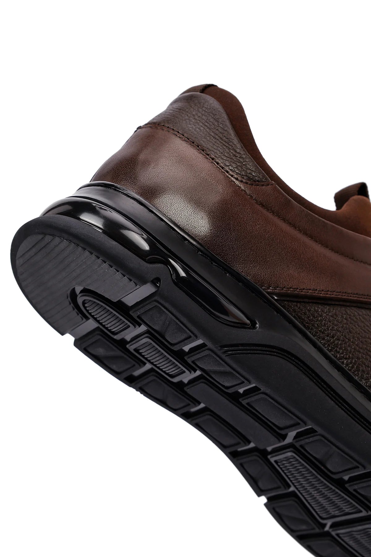 Erkek Kahverengi Bağcıklı Kalın Tabanlı Deri Casual Sneaker