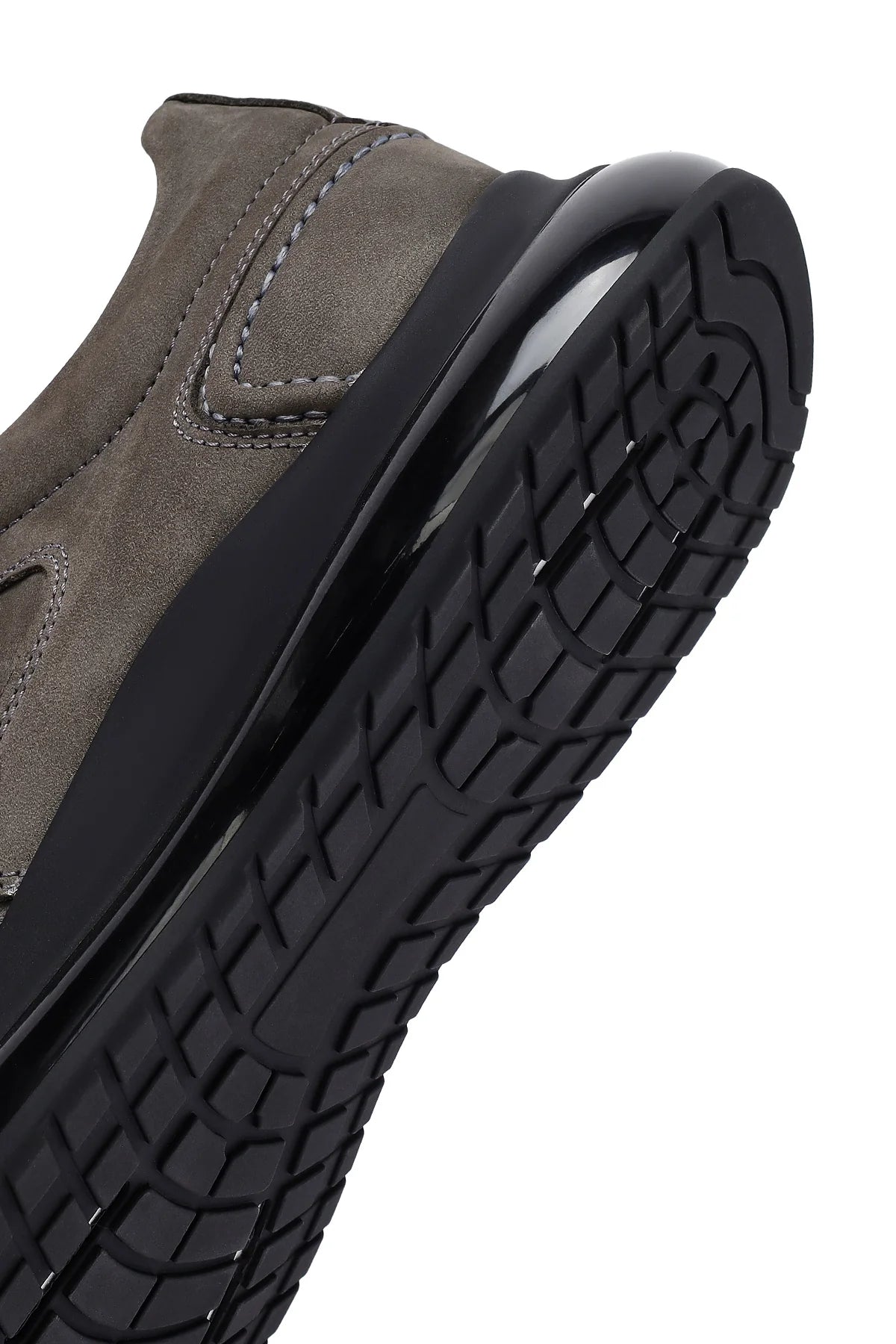 Erkek Gri Bağcıklı Kalın Tabanlı Nubuk Deri Sneaker