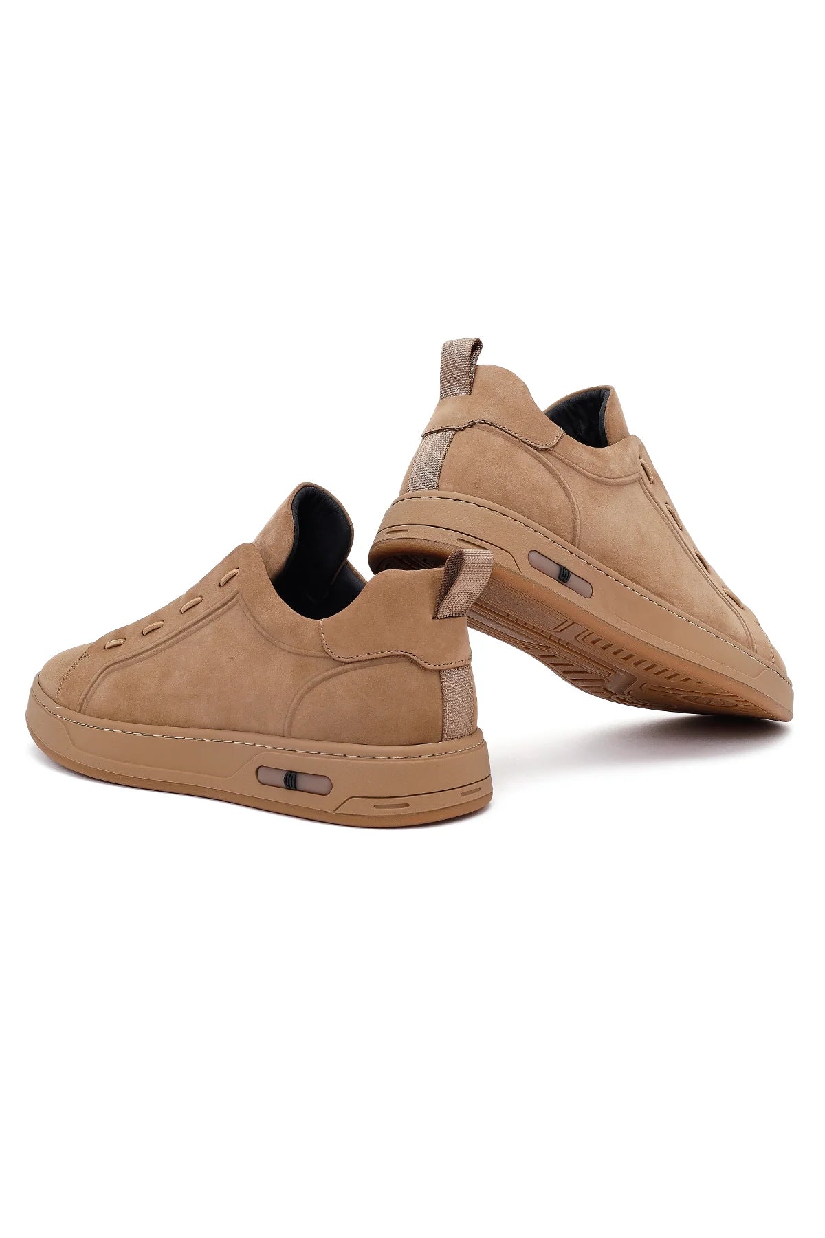 Erkek Vizon Bağcıklı Nubuk Deri Sneaker