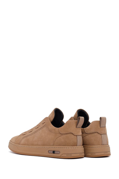 Erkek Vizon Bağcıklı Nubuk Deri Sneaker