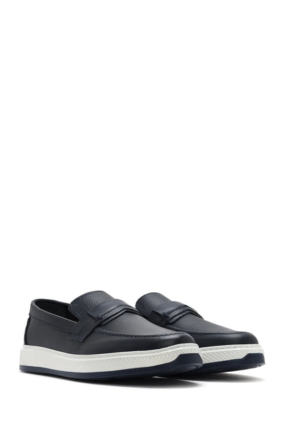 Erkek Lacivert Deri Loafer